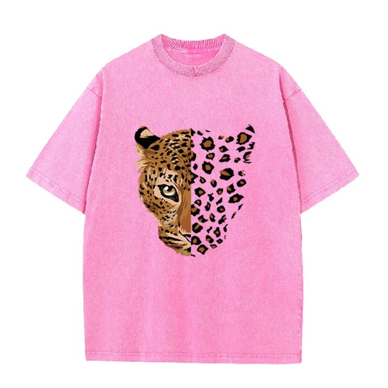 Vintage Purple Leopard Graphic T Shirt Animal Print Acid Wash Oversized Tee