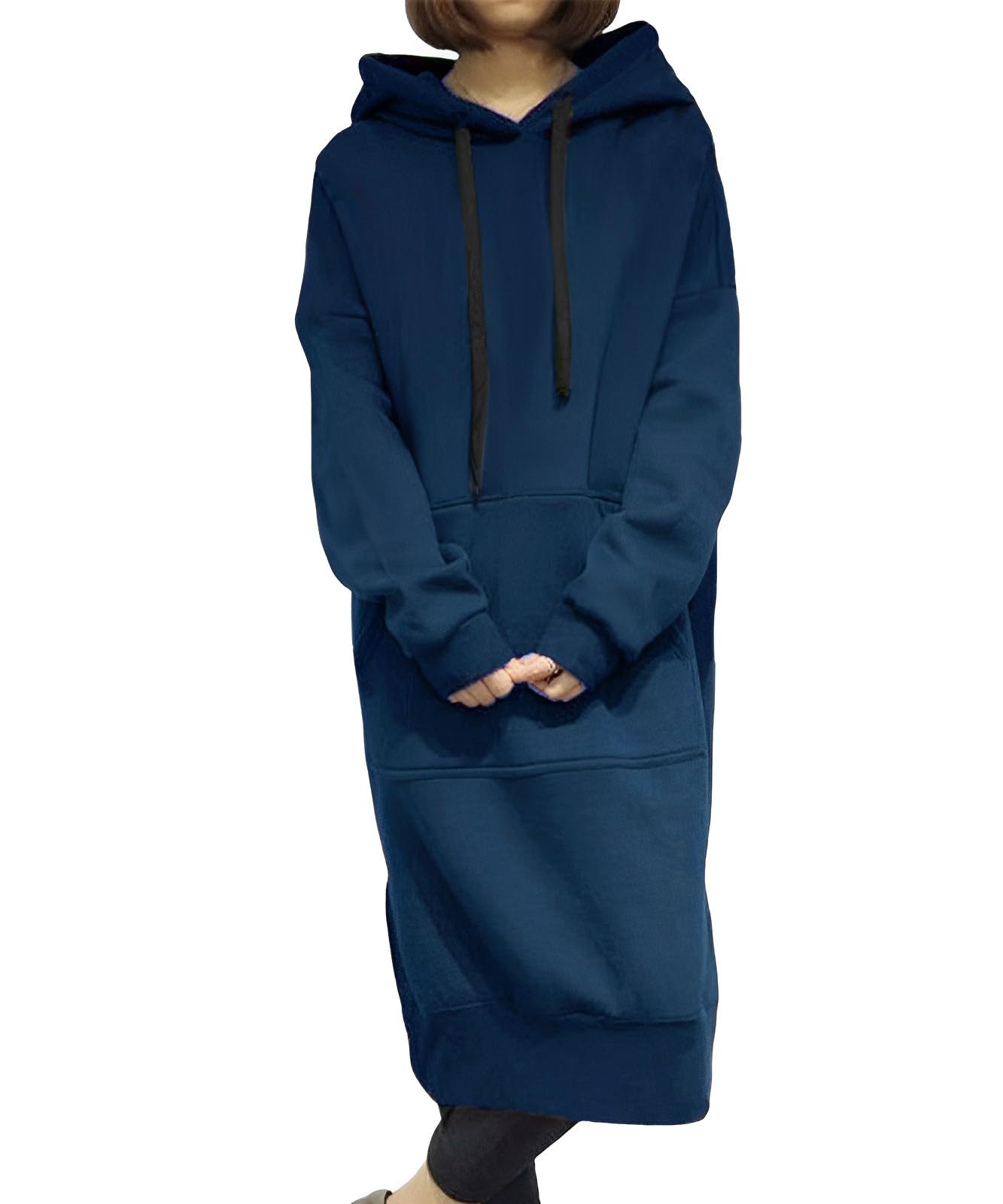 

Белый Белый Длинный Худи Однотонный Теплый и Идеальный для и Повседневный Стильный и Свободный Милый и Плюс Длинная Простая Толстовка, Капюшон, Разрез, Цвет, синий