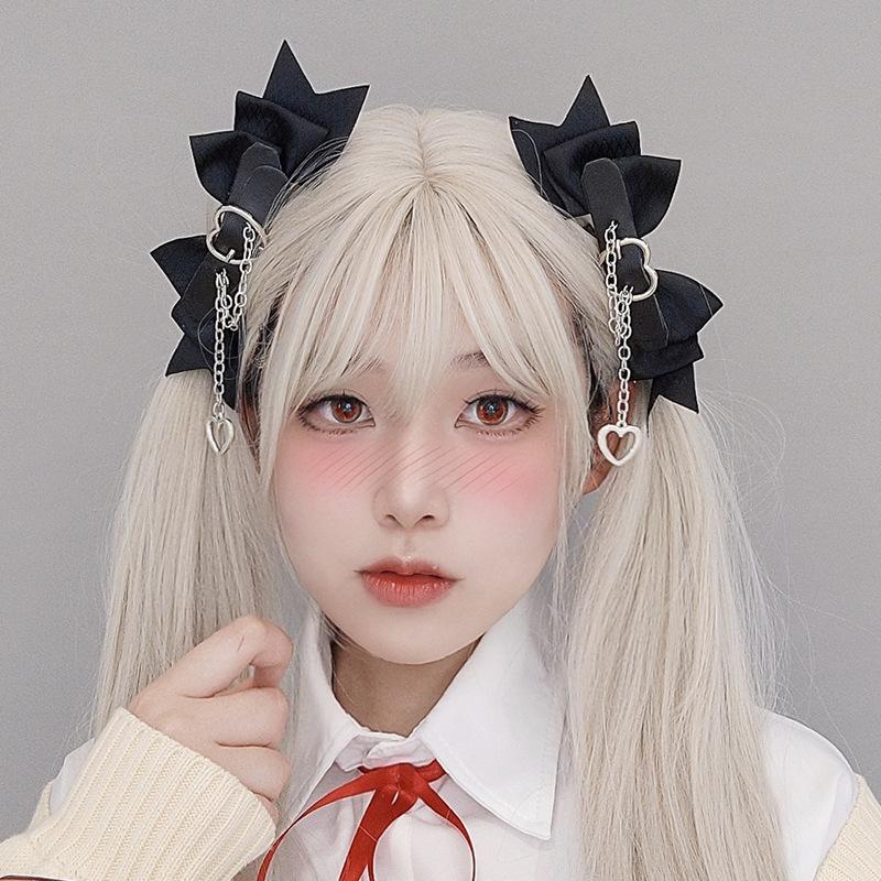 Lolita Headgear Spicy Girl Cool Punk Style Handmade Bow Hairpin Jk Black Sweet Love Lolita Hair Accessories Kawaii Accessories