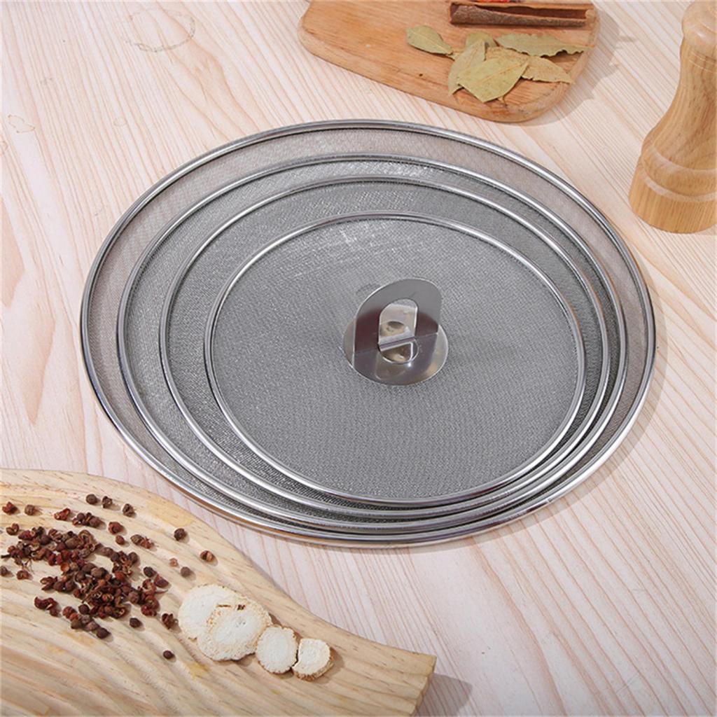 Stainless Steel Oil Splatter Screen Mesh Pot Filter Cover Oil Proofing Lid for Frying Pan Kitchen Cooking Tool with Heat Resistant Protective Function