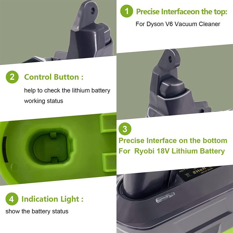 Battery Adapter For Ryobi 18V Battery Convert to for Dyson V6 V7 V8 Animal Vacuum Cleaner, Adapter For Dyson Vacuum Cleaner