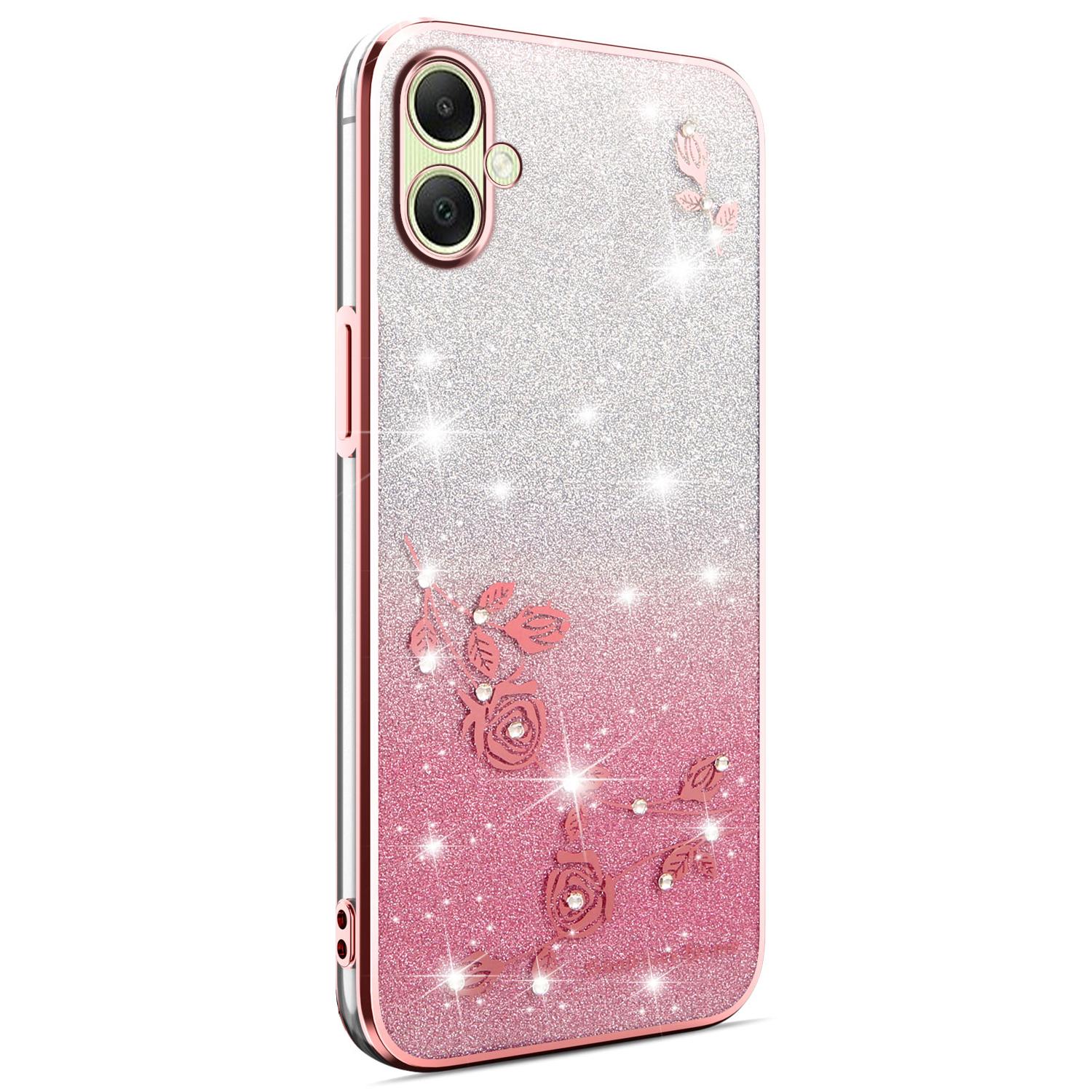 

KADEM For Samsung Galaxy A06 4G Case Flower TPU Flexible Gradient Phone Cover Rose Gold