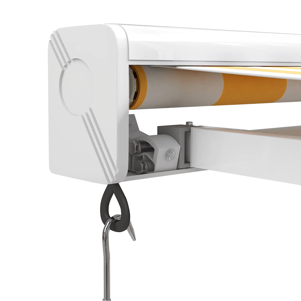 Retractable Awning Yellow and White 4x3 M Fabric and Aluminum