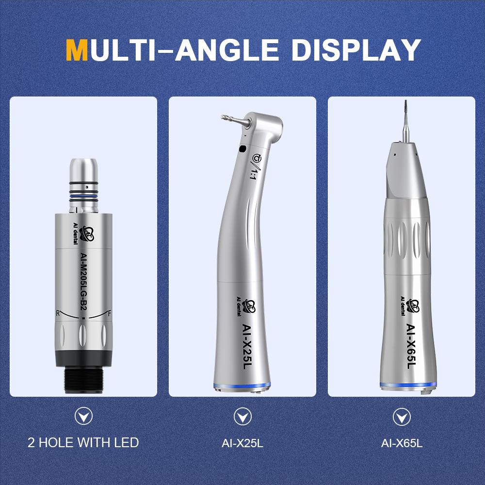 Dental Low Speed Handpiece Set AI-M205LGS-B2 Internal Water Spray With 1:1 Fiber Optical Handpiec