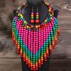 Ensemble de Bijoux Statement Bohème Rétro Ethnique Fait Main Collier Ras-de-cou Tressé en Perles de Bois et Boucles d'Oreilles Accessoires Quotidien pour Femmes