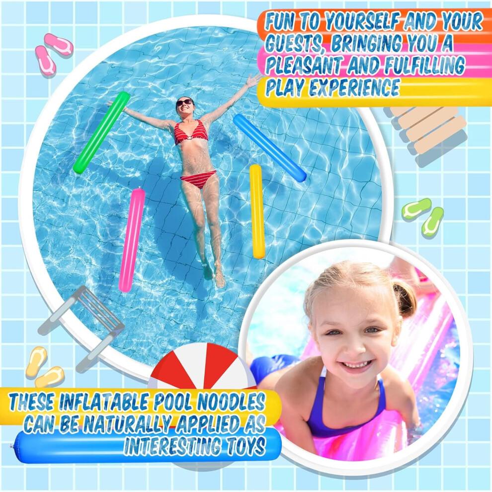 Set mit 6 aufblasbaren Poolnudeln von 105 cm (41,3 Zoll), Bunte PVC-Schwimmkörper für Erwachsene – Ideal für Pool, Strand, See und