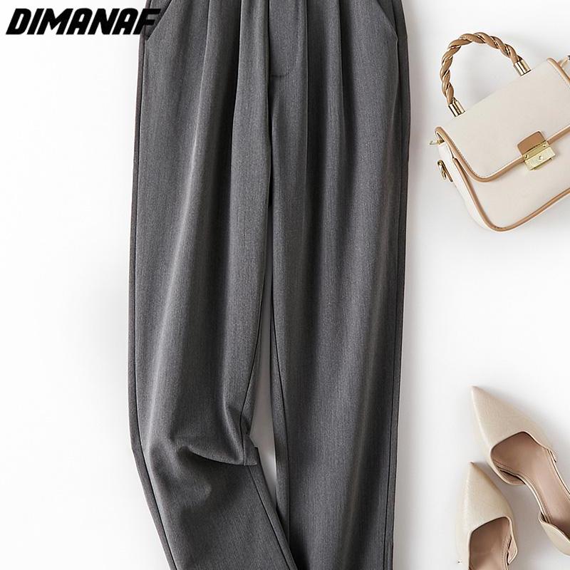 DIMANAF Plus Size Summer Long Pants Women Pants Loose Straight Casual Fashion Basic Trousers Wide Leg Pants 4XL