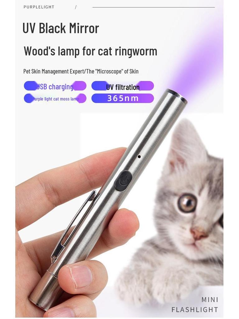 Wood's Katze Ringwurm Erkennung LED: USB-Wiederaufladbares UV-Schwarzlicht zur Erkennung von Geld, Urin und Pilzen