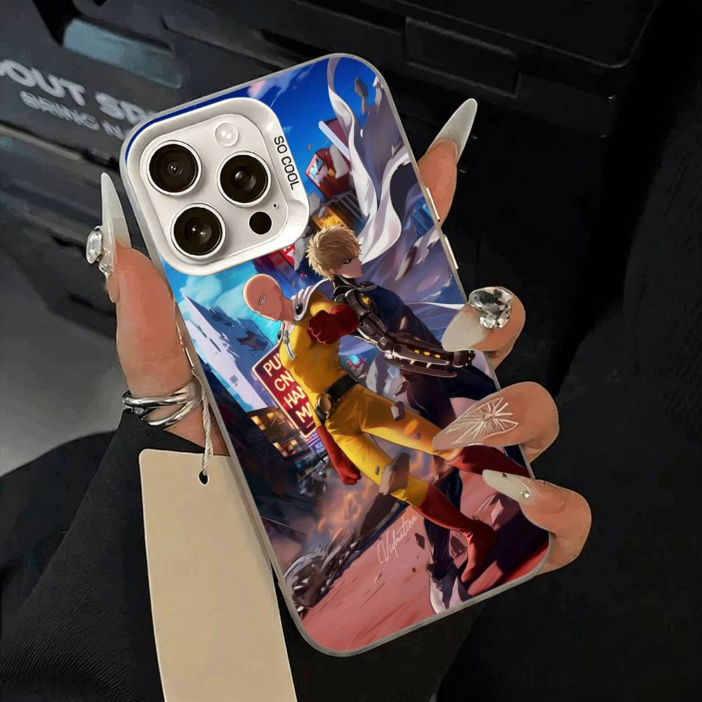 O-P-M-One-Punch -Man Phone Case For IPhone 17 Air 16 15 14 13 12 11 Pro Max White Sliver Hard Cover