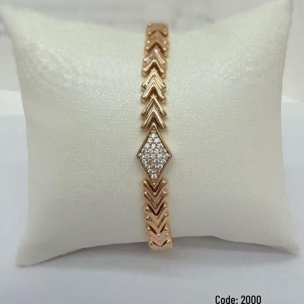 Zircon Copper-Plated Champagne Gold Bracelet with Purple Gold Accents