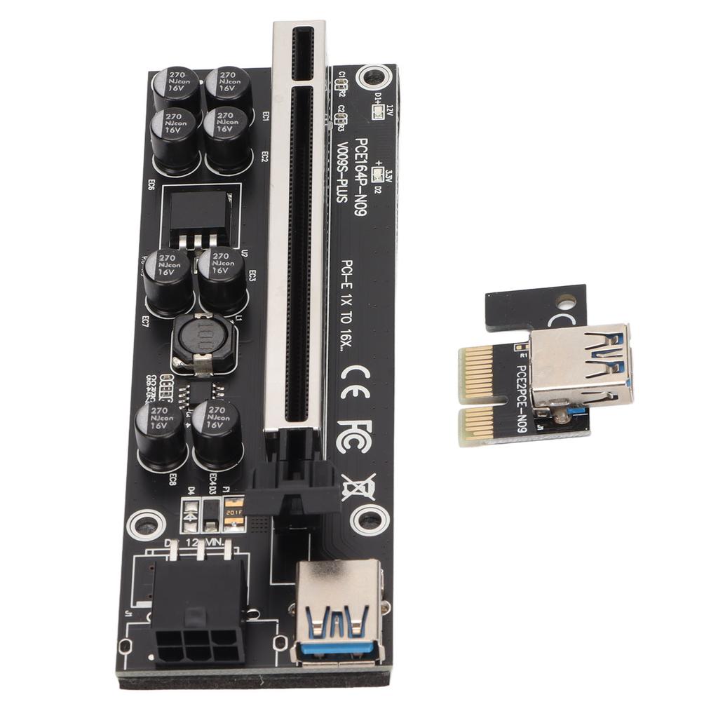 Riser Adapter Card 8 Excicon Capacitors Multi Layer Shielding Fixed Buckle PCIE Riser 1x to 16x