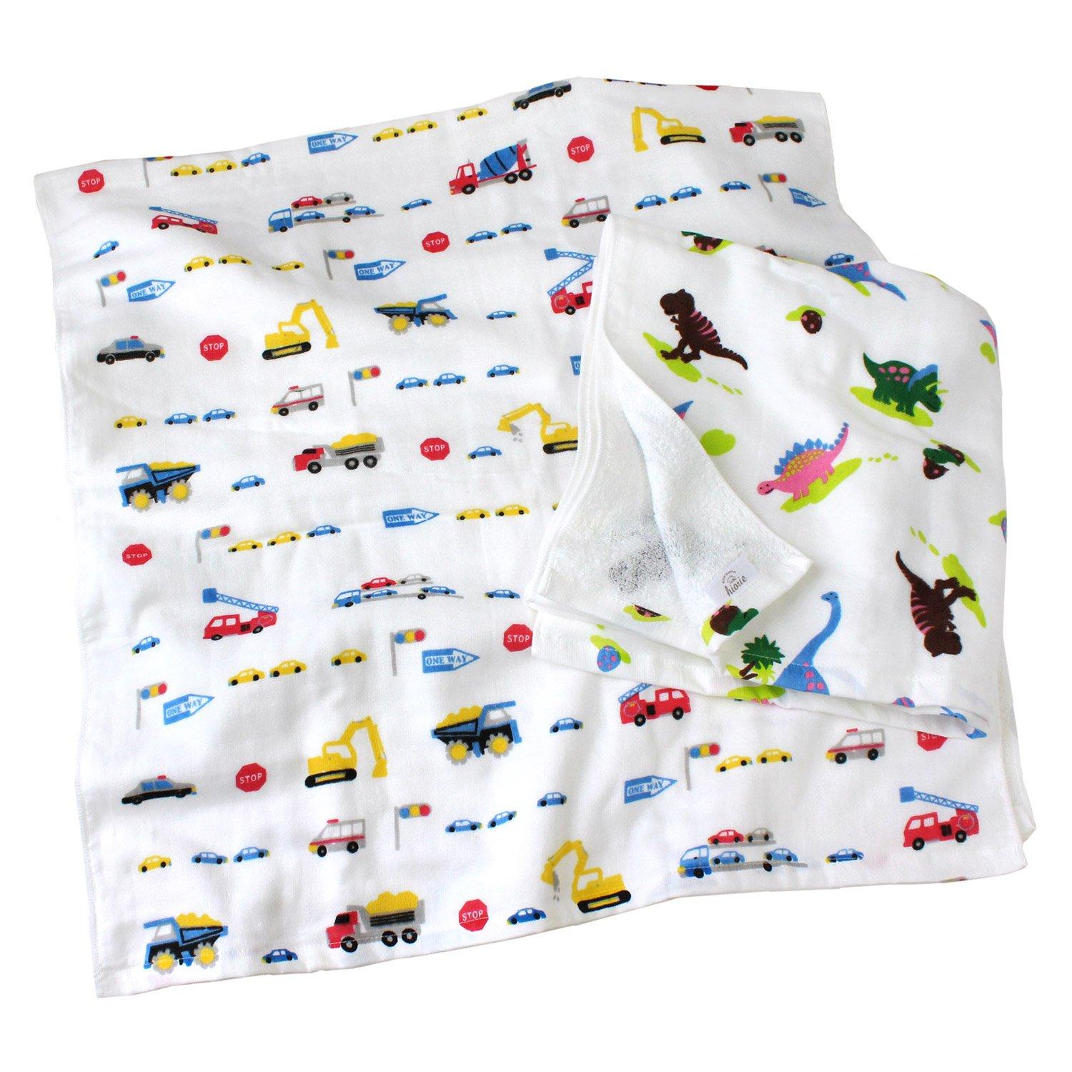 

hiorie Bath Gauze Towel Set of Car Senshu Towel (Hiorie) Japanese-Made Towels, Boy s Pattern, 2, + Dinosaur,