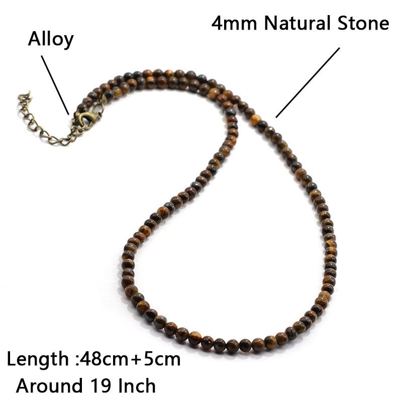 Collana girocollo unica da 18 pollici da uomo minimalista 4 mm pietra naturale collare regalo per fidanzato Hiphop Rock corta accessori per il collo