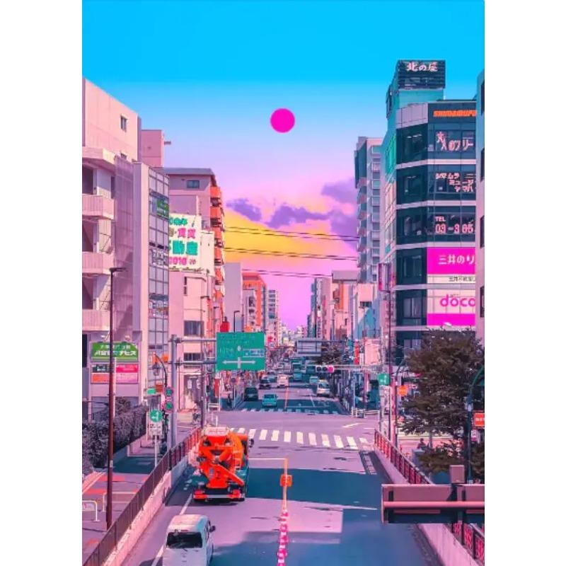 Japanese City Street Canvas Wall Art Anime Scenery Print Aesthetic Japan Town Landscape Poster Tokyo Cityscape Canvas Painting