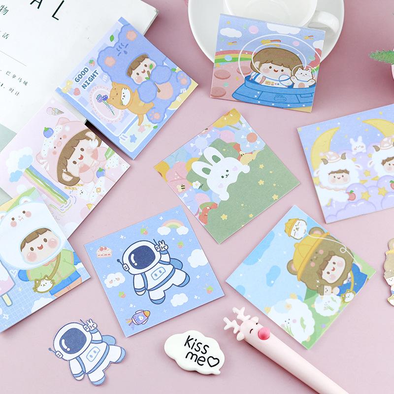 Office School Supplies High Looking and Cute Astronaut Series Stickers Student Notebook Message Kawai Stationery Memo Pad