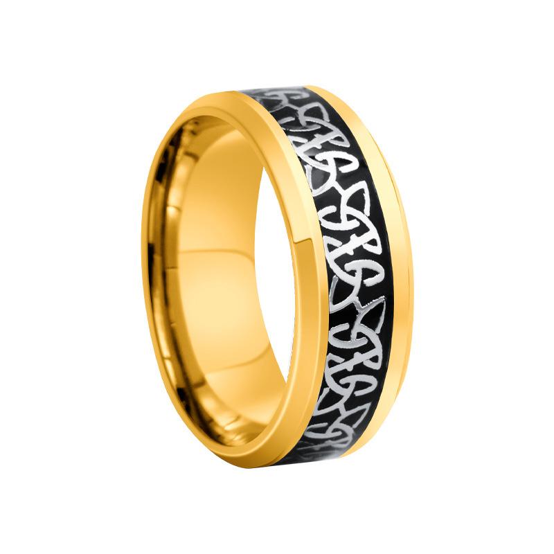 Men's Jewelry 8mm Men's Titanium Steel Finger Ring Celtic Triangle Knot Ring