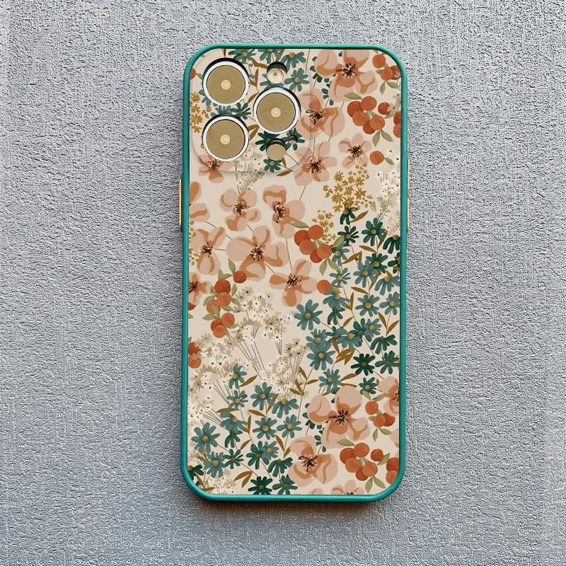 Fashion Luxury Flower Floral Funda Case for Iphone 13 12 11 Pro Max Mini 15 14 Pro Max Plus XR X XS 8 7 Plus SE Shockproof Shell