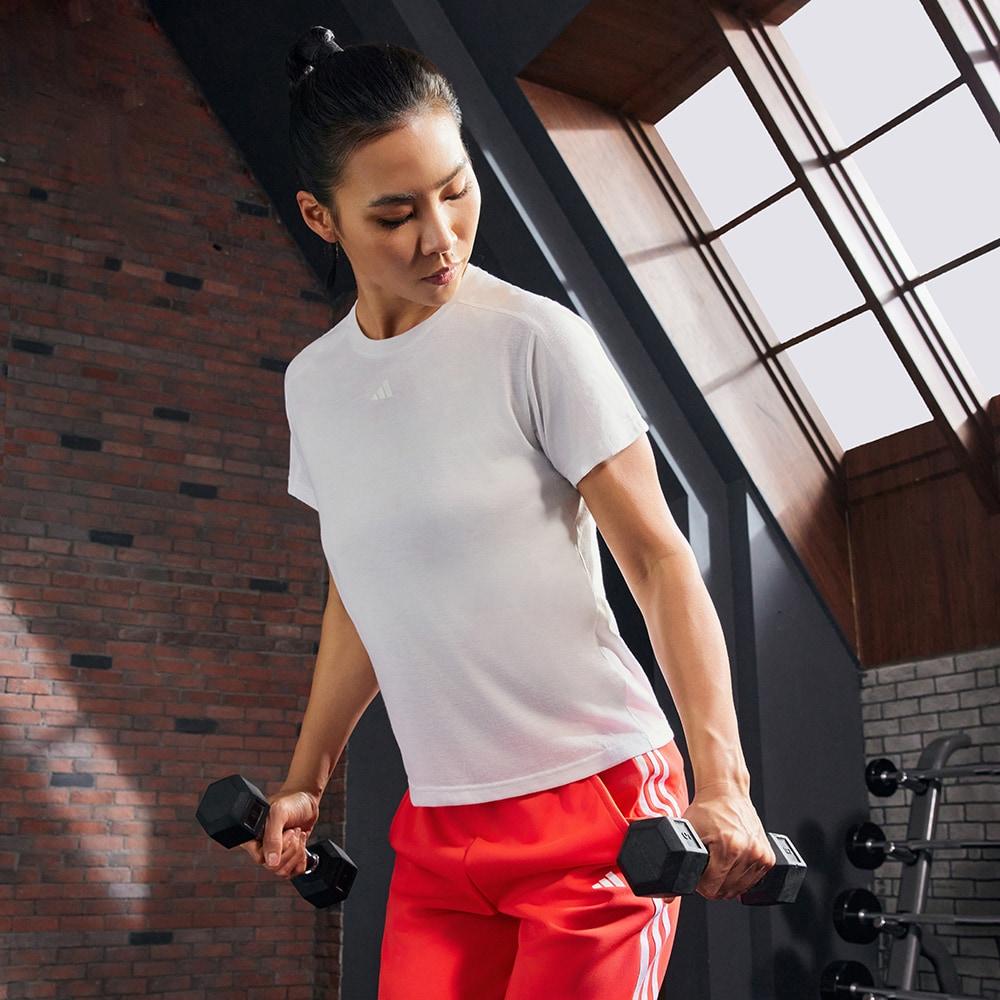 adidas Essential T Shirts Women's White Crew Neck Moderate Straight Fit HR7796