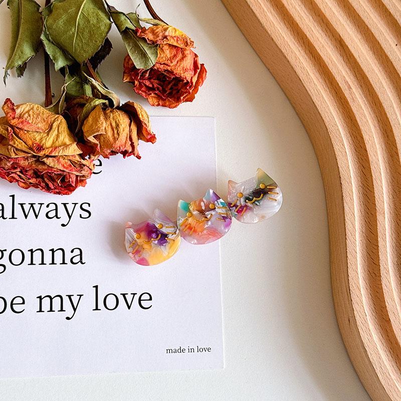 New 6.3cm Three Little Kittens Acetic Acid  Bangs Clip Exquisite Fashion Animal Duckbill Clip Hair Accessories