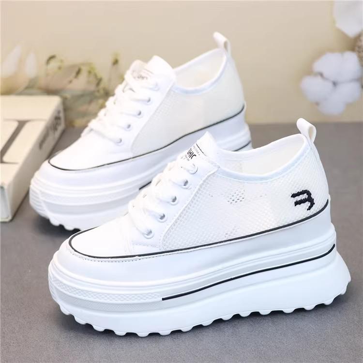 Fashion 9CM Air Mesh Synthetic Microfiber Leather Casual Breathable Vulcanize Summer Platform Sneakers Women Shoes High Brand