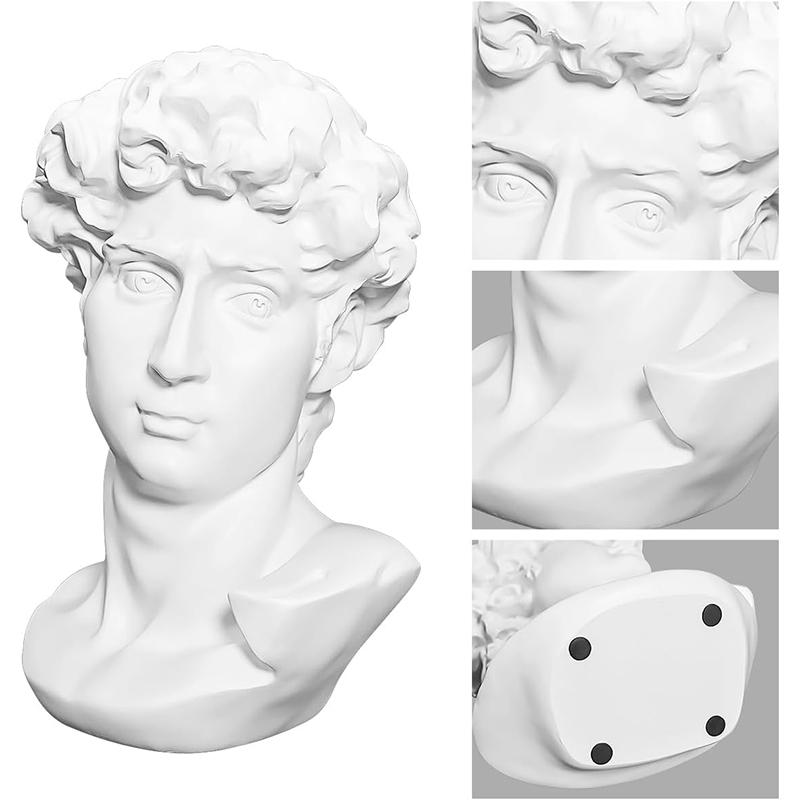 Wysoki Grecki Posąg Głowy Dawida 5,9 cala Klasyczny Rzymski Popiersie Rzeźba Mitologii Greckiej do Sztuki Rysowania Dekoracja Domowego Biura