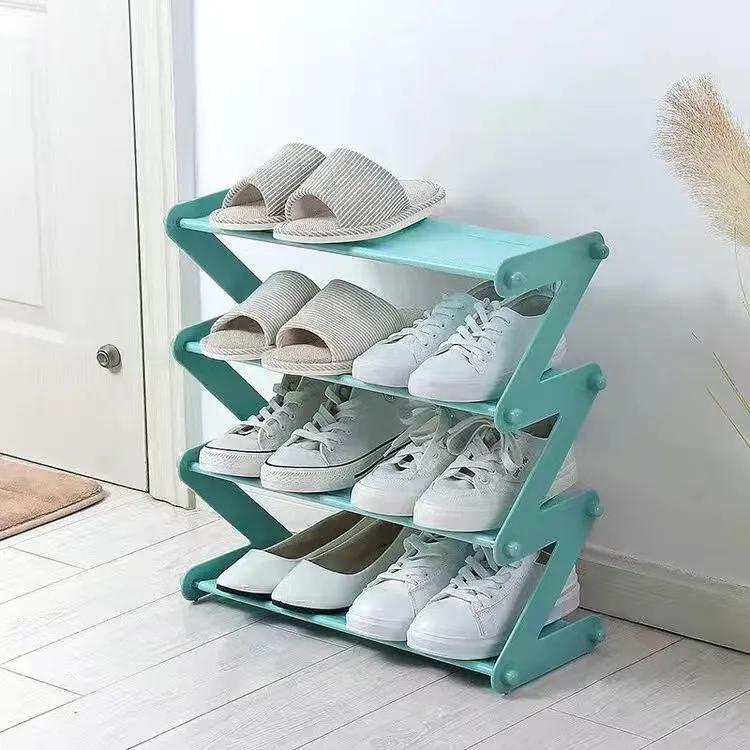 

WTEMPO Solid Color Foldable Multi-functional Household Door Storage Shelves Free-installation Room Decoration Shoe Racks 4-layer синий