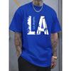 Men's Summer Fashionable Casual Loose Los Angeles Letter Printed Sports Round Neck Short Sleeved T-shirt