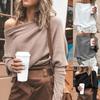 Women Sweater Off Shoulder Raglan Sleeve Pullover Knitted All Match One Shoulder Top for Daily Wear