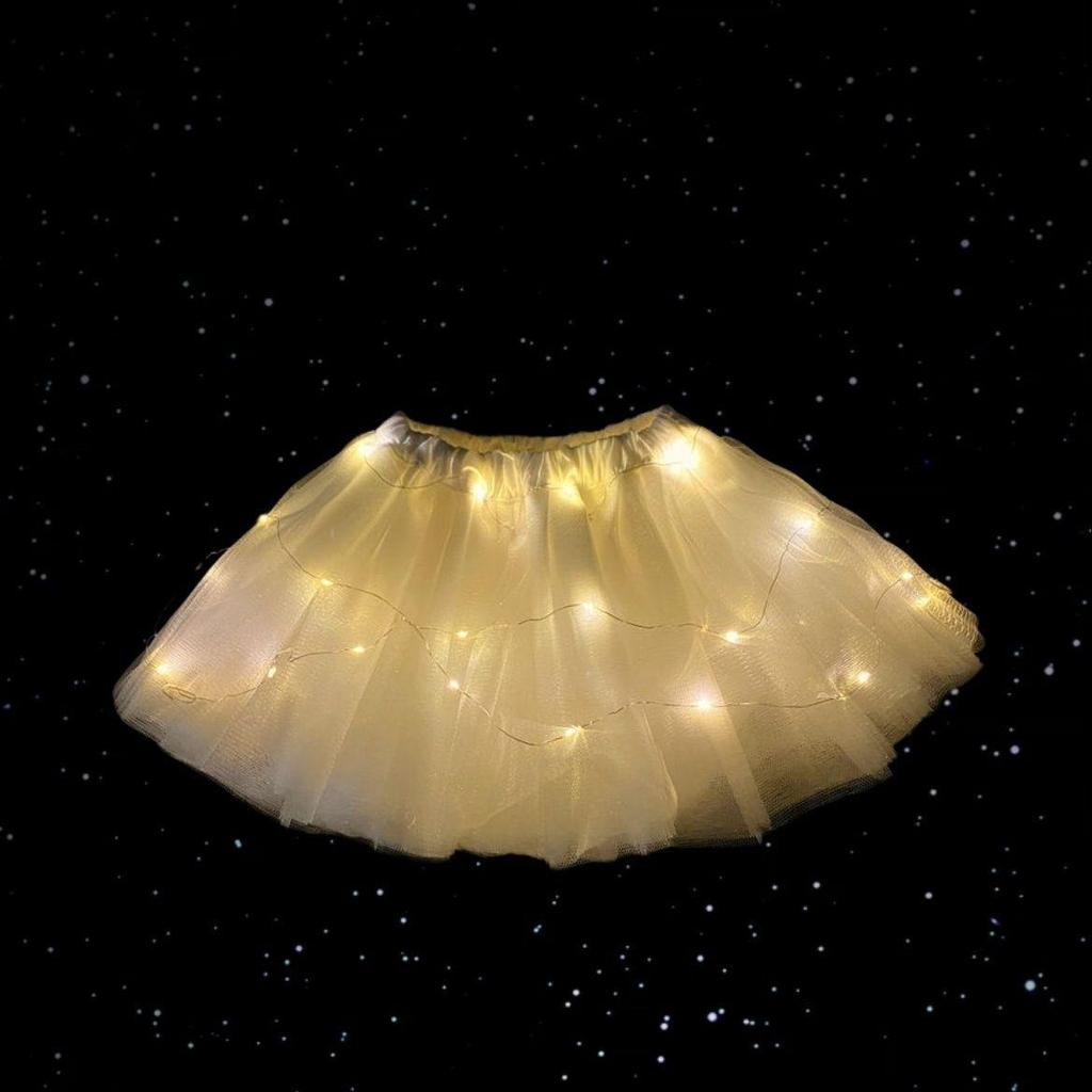 Leuchtender Tüll-Ballettrock - Weißer Netz-Kurzunterrock für Mädchen