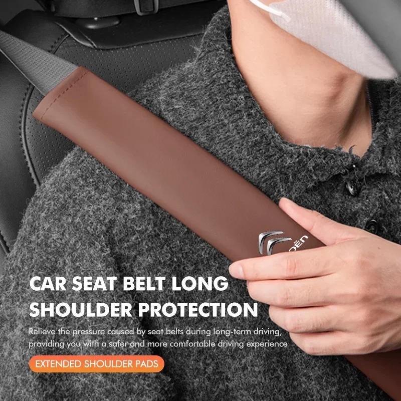 Car Extended Belt Cover Shoulder Pads Leather Seat Belt Cover For Citroen C5 C1 C2 C6 C4L DS3 DS4 DS5 C-Elysee Grand Berlingo and123