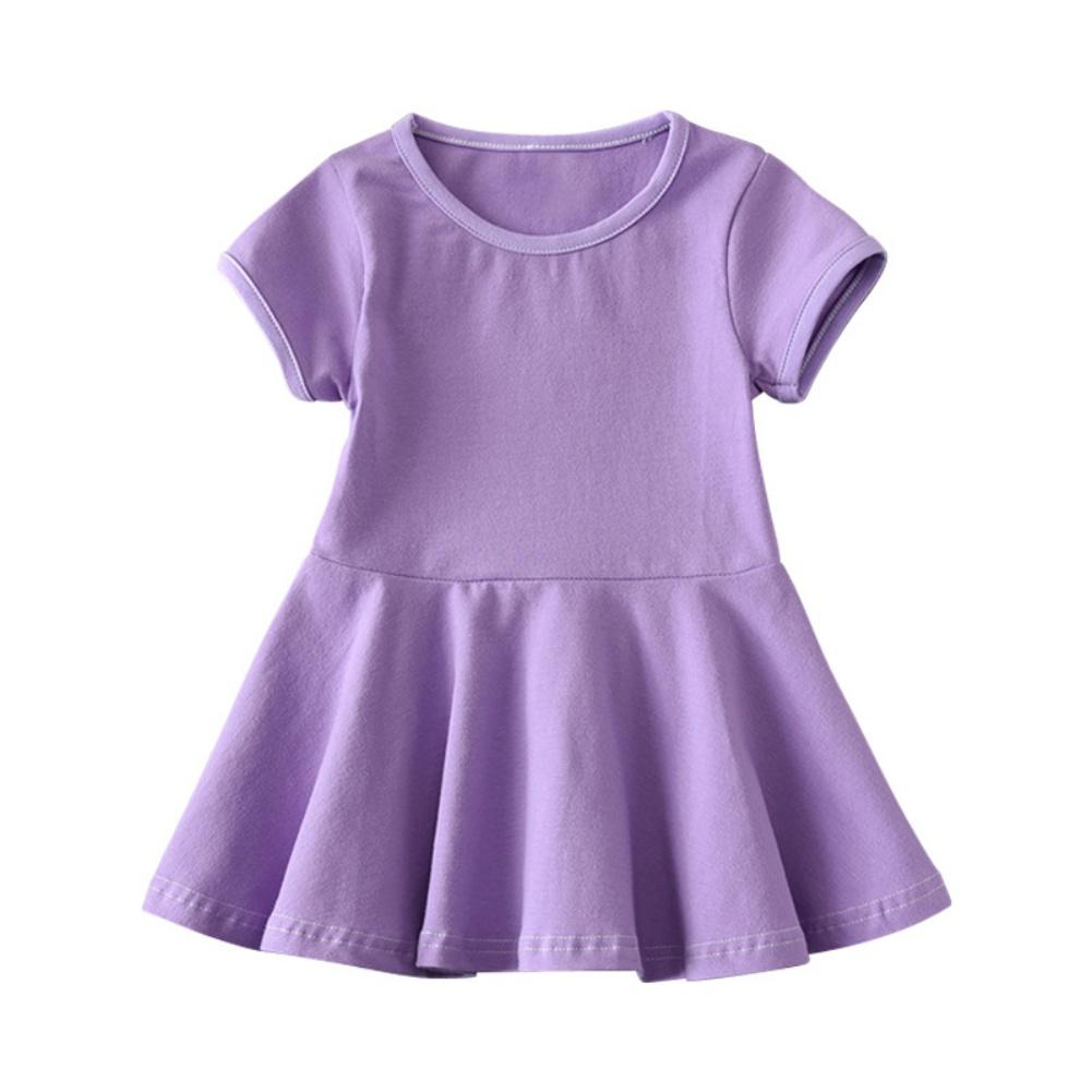 Ensfarget jentekjole Førskolekortermet kjole Skateboardkjole