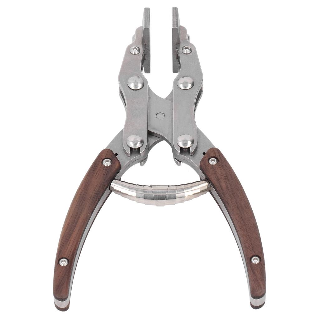 Flat Pliers Wooden Handle Alloy Steel Mouth 38mm Jaw Width Portable Leather Press Pliers