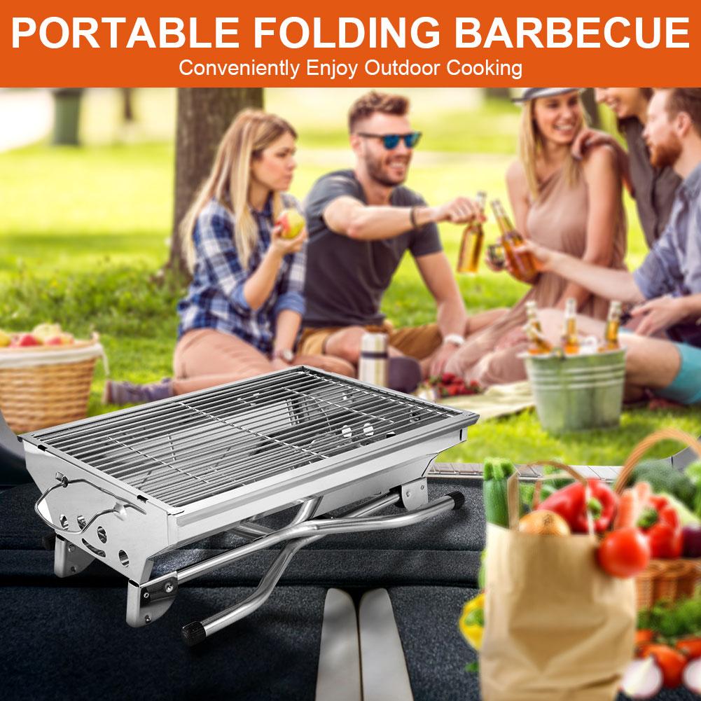 Portable Barbecue Grill Multi-Function Camping Stove Foldable Charcoal Grill with Storage Basket Charcoal BBQ Grill for Camping