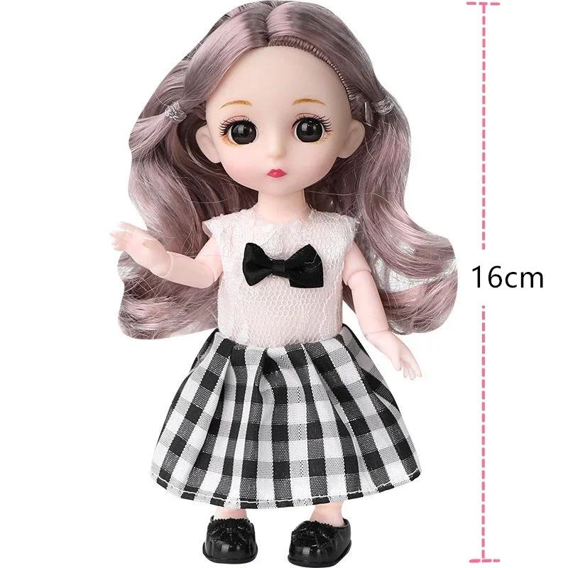 16cm 112 Mädchen Prinzessinnenpuppe BJD Puppe mit Kleidung Schuhen Beweglich 13 Gelenke Süßes Süßes Gesicht Kindergeschenk DIY Verkleidungsspielzeug für Kinder