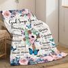1pc Inspirational Floral Cross Print Blanket - Soft Flannel, All-Season Comfort, Machine Washable, Ideal for Travel, Sofa, Bed, Office Decor