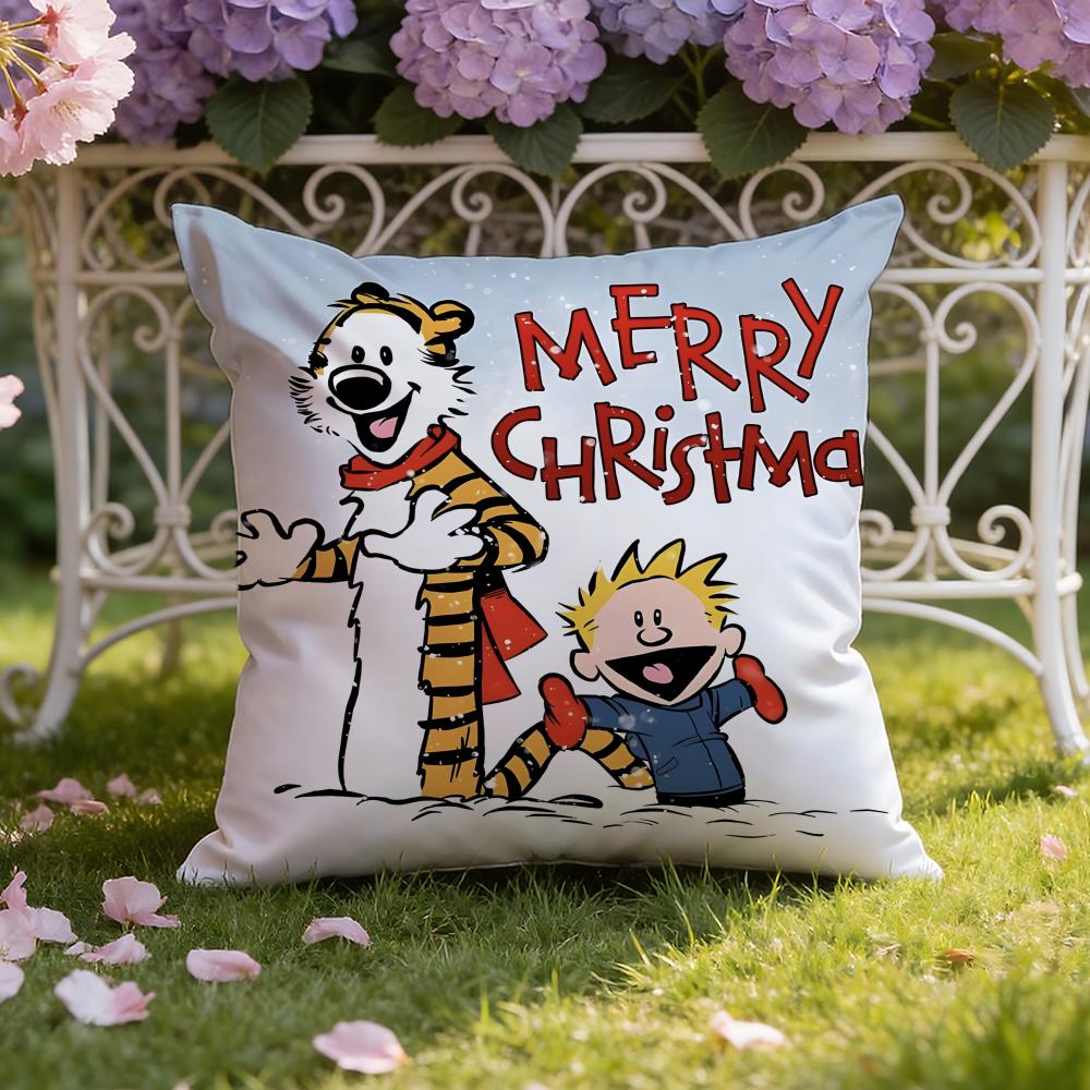 Kreskówka C-Calvin i H-Hobbes Poszewka na Poduszkę Dom i Samochód Dwustronna Poszewka: Dwustronny dla najwyższego komfortu