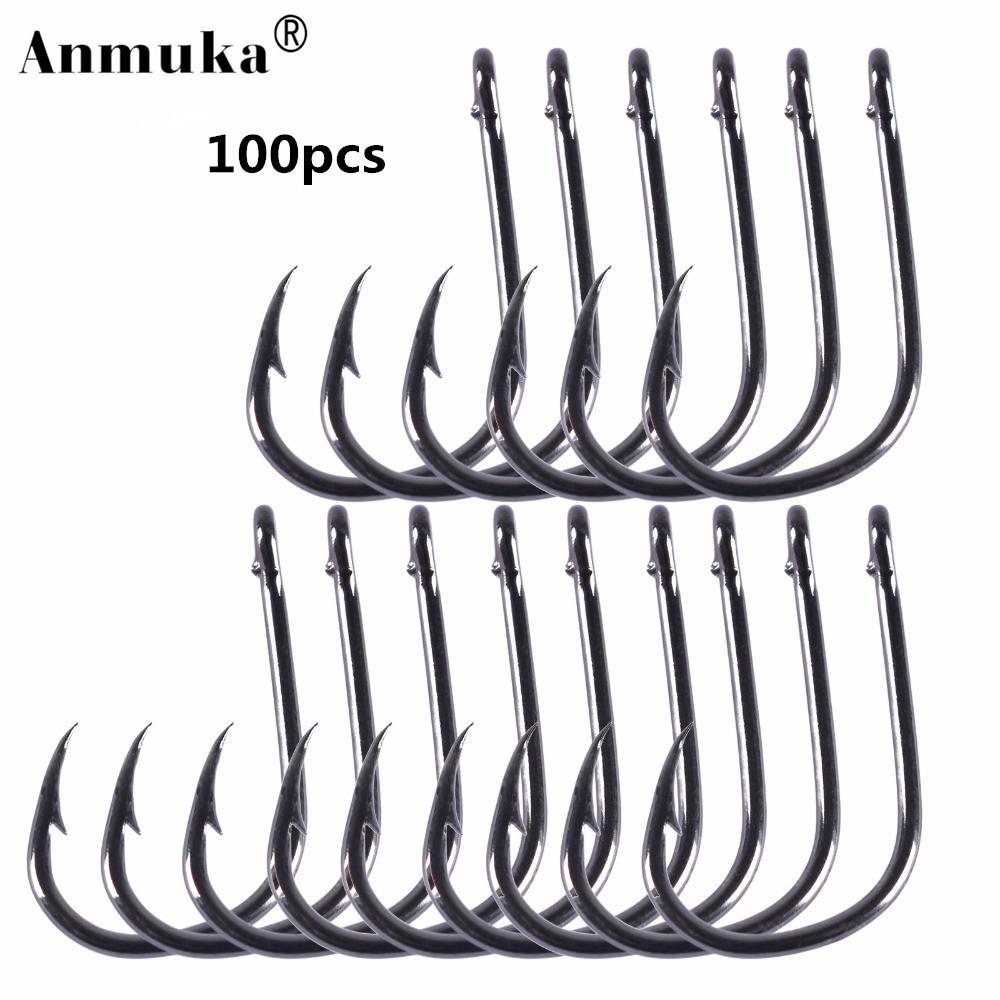 

Рыболовные крючки Anmuka 100шт.(ГФ) #3-#12 Держатель наживки CarbonBlack с зазубринами