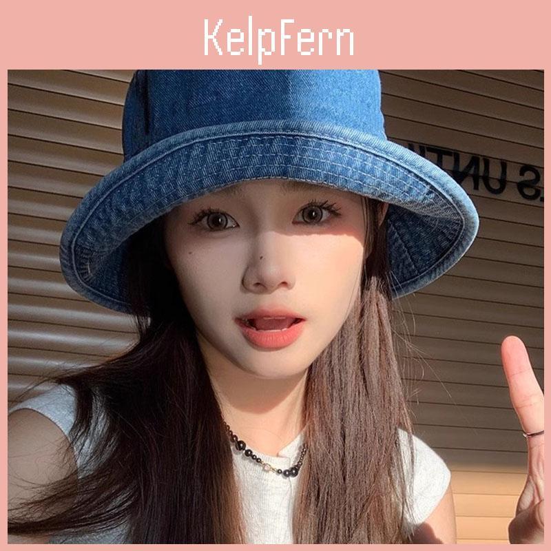 Bucket Washed Denim Women Cotton Hat Spring Summer Wide Brim Sunscreen Cowboy Fishermen Cap Ins Korean Girl Outdoor Travel Hats