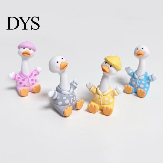 Small Animal Decoration 4Pcs Mini Cartoon Duck Figurines, Cute Polka-dot Pajamas Statues, Multi-functional Car Accessory Macaron Ornaments for Console