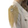Rhinestones Studded Epaulettes Tassels Fringed Shoulder Epaulet For Evening Gown Cosplay Outfits Clothing Embellishment