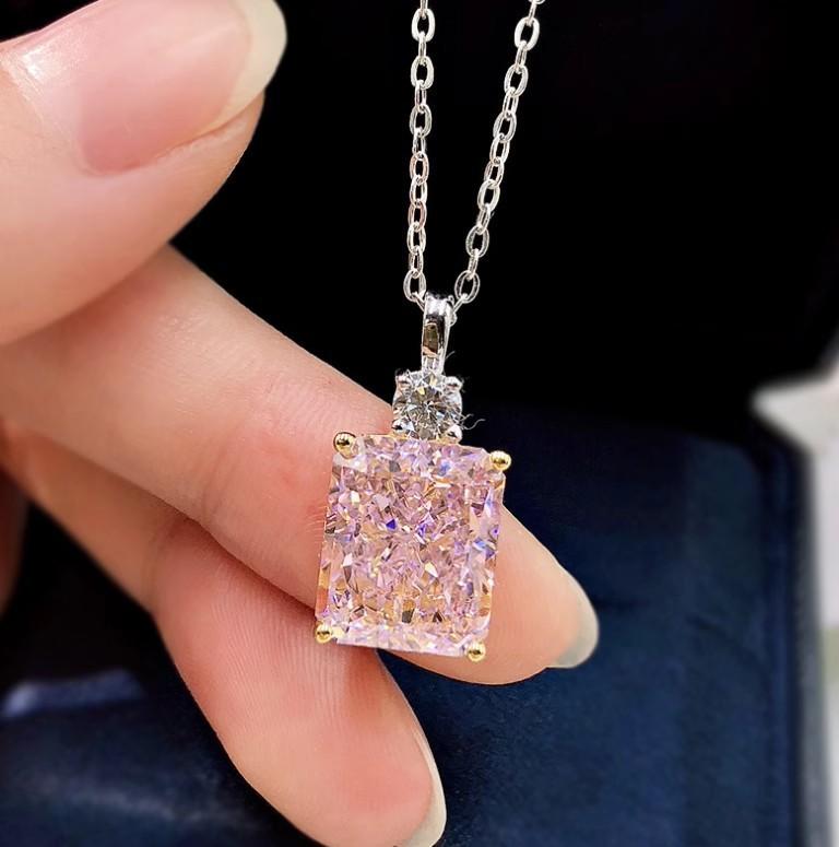 Luxury Light Luxury Large Carat Yellow Diamond Ring Super Flash Ice Flower Ceredian High Carbon Diamond Pendant Necklace Female Stud Earrings