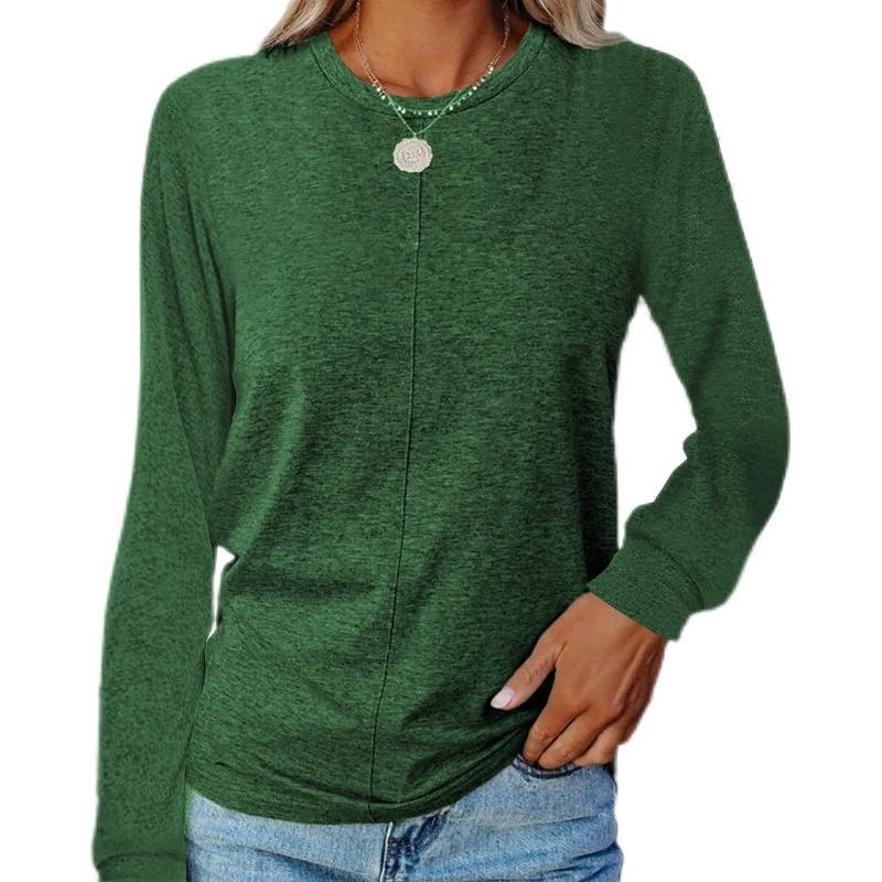 Women's Autumn and Winter Long Sleeved Round Neck T-shirt Hoodie Base Shirt