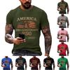 Herren lockeres und lässiges T-Shirt mit Flaggenaufdruck, Kurzarmhemd