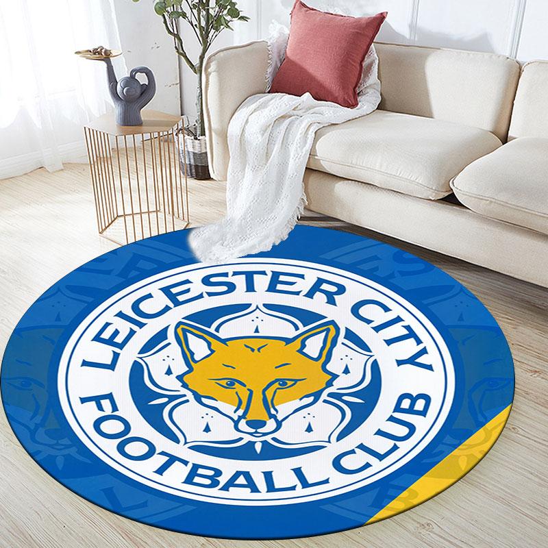 Tappeto Rotondo Stampato Leicester City, Tappeto Circolare Antiscivolo Lavabile per Soggiorno Camera da Letto Sala Giochi, Decorazione per Fan Sportivi, Regalo di Compleanno Festivo