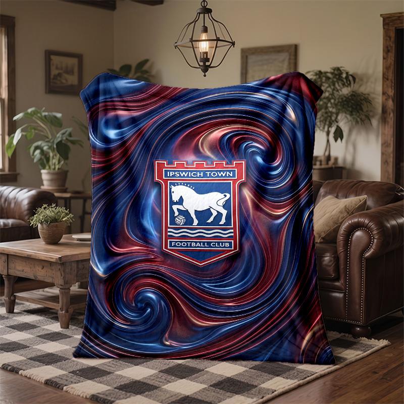 Ipswich Town Football Print Flannel Blanket Soft Warm Sofa Bed Throw Blanket For Home Office Bedroom