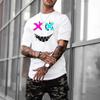 2024 Trendy Personality Funny Harajuku Smile Face V-Neck Short Sleeve T-shirt for Men Summer Cotton Slim Fit Casual T Shirt Mens