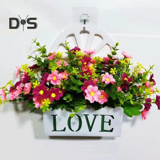 2 Pcs Artificial Daisies Bunch Realistic Faux Flowers Shrubs Plastic Greenery All-Season Fake Flowers for Indoor Vase Outside Garden Porch Window Box