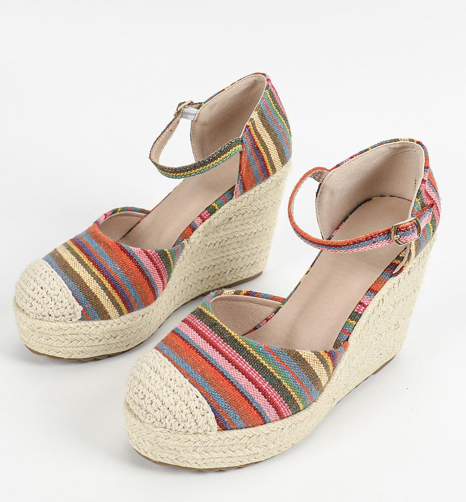  bohimian espadrilles round toe wedges ankle strap sandals heel platform shoes women sandals pumps comfort csaual