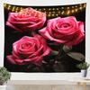 Romantic Dark Red Rose Tapestry,Moody Floral Wall Art with Vivid Red Roses & Dark Leaves,for Bedroom,Aesthetic & Cozy Home Decor