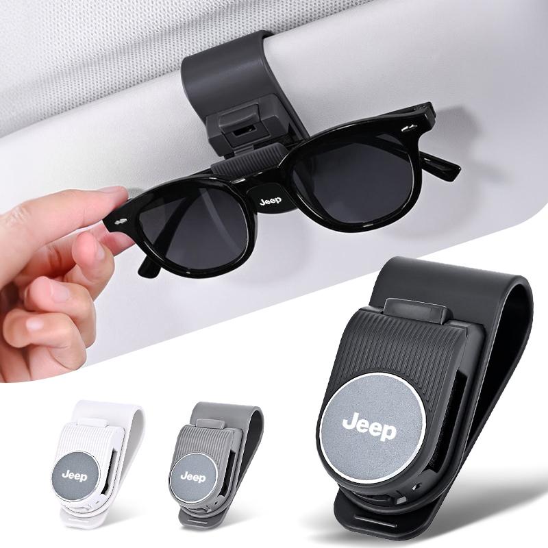 Car Holder Multi-functional Storage Sunshade Glasses Clip For Jeep Renegade Compass Grand Cherokee Wrangler Gladiator Keychain ALZ1